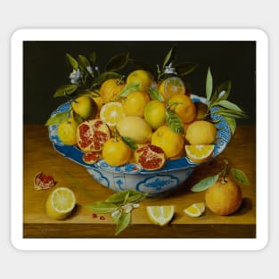 Still Life with Lemons, Oranges and a Pomegranate by Jacob van Hulsdonck Sticker